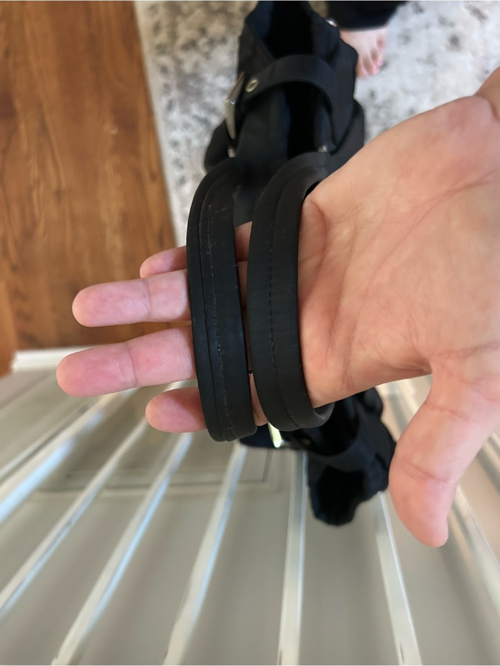 Vintage Prada Tessuto Nylon Belt Tote Bag Black Silver Hardware Italy w/ COA - Picture 15 of 16
